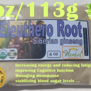 Siberian Ginseng Root Powder (Eleutherococcus senticosus) 4oz | Eleuthero Root | Natural Energy, Endurance & Immune Support | Adaptogenic Herb